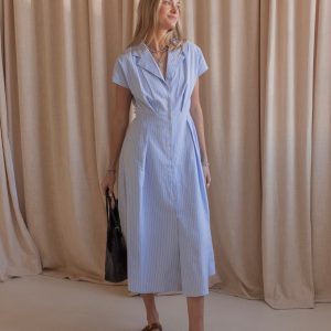 Hannah Pinstripe Midi Dress